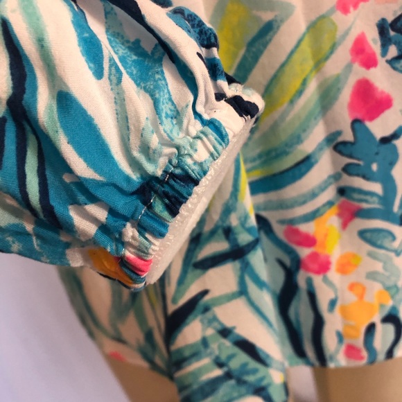 Like New Vintage Lilly Pulitzer peasant white blue pink top Size XSmall Y2K - Picture 6 of 8